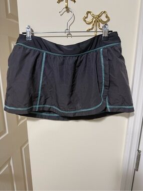 ZeroXposur Black Swim Skirt with Teal Stitching